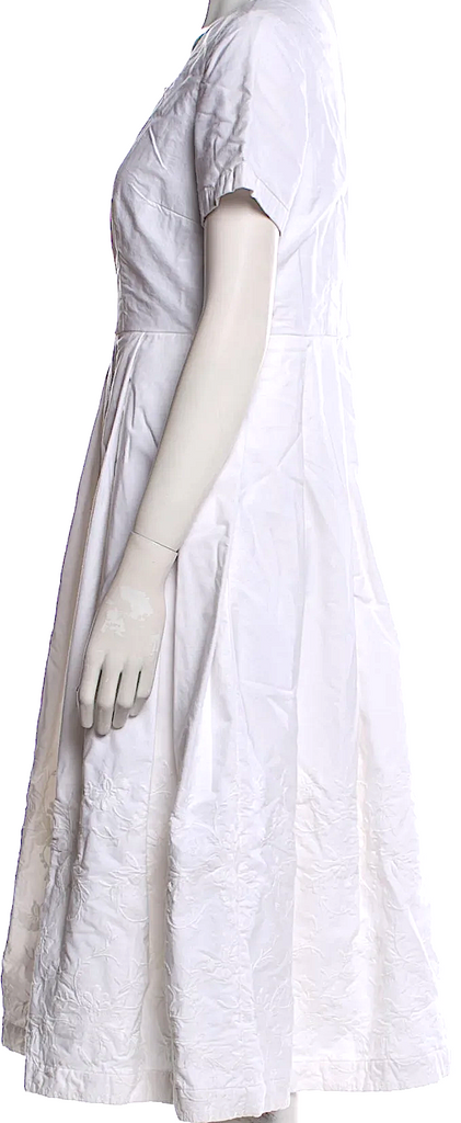 Comme des Garçons Comme des Garçons Japan. White Cotton Flare Midi Length Dress