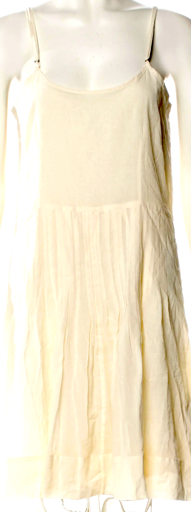 Caron Callahan NYC. Neutral Color Cotton Scoop Neck Knee-Length Dress