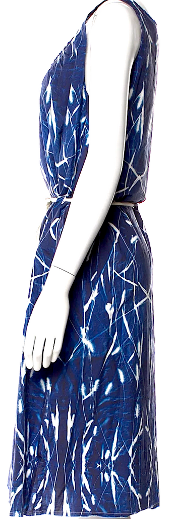 Hannoh Wessel Paris. Printed Cotton Midi Length Dress w/Sash Tie