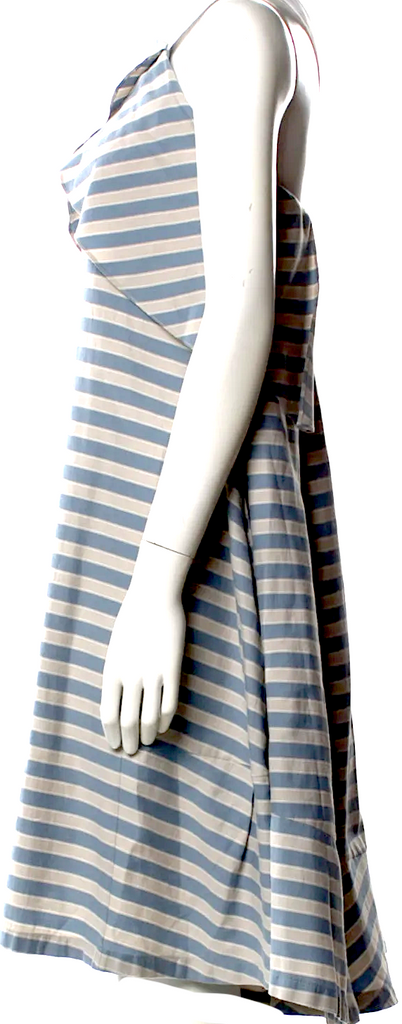 Jil Sander Blue Striped Cotton Blend Knee-Length Dress