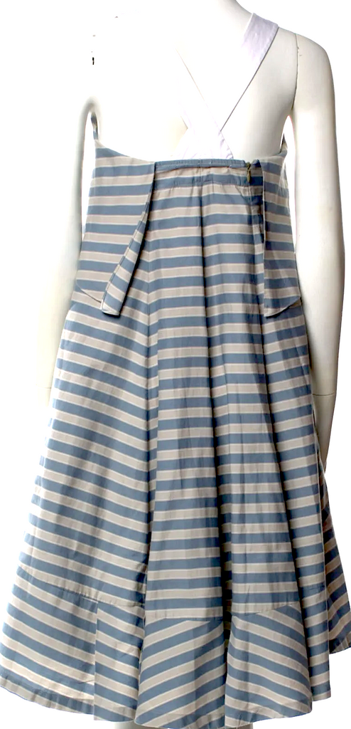 Jil Sander Blue Striped Cotton Blend Knee-Length Dress
