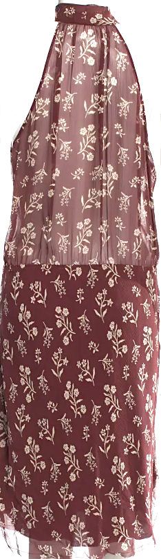 Nili Lotan NY. Brown Floral Silk Midi Length Dress