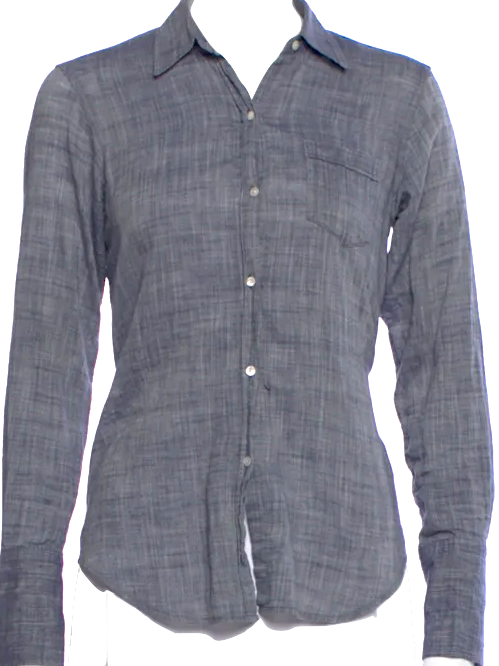 Nili Lotan NY. Blue Cotton Long Sleeve Button-Up Top