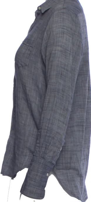 Nili Lotan NY. Blue Cotton Long Sleeve Button-Up Top