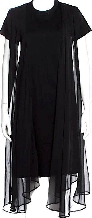 noir kei ninomiya (Comme des Garcons) Japan. Black Cotton Crew Neck Midi Length Dress