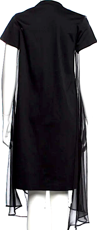 noir kei ninomiya (Comme des Garcons) Japan. Black Cotton Crew Neck Midi Length Dress