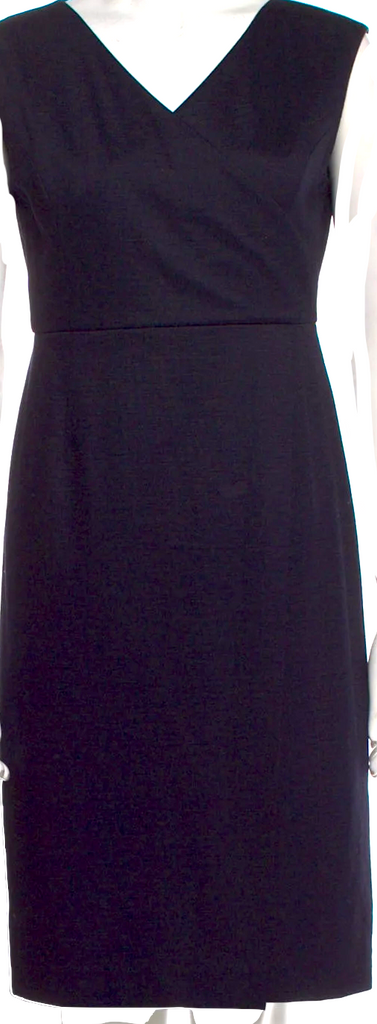 United Arrows Japan. Midnite Blue PolyTech V-Neck Knee-Length Dress