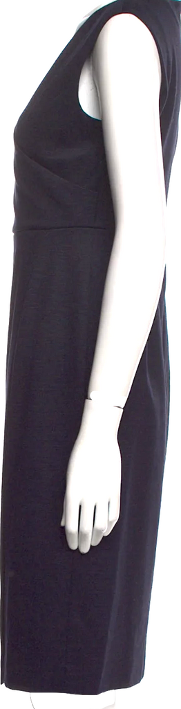 United Arrows Japan. Midnite Blue PolyTech V-Neck Knee-Length Dress