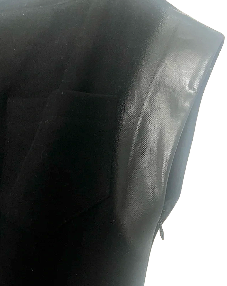 Prada ITALY. Black Midi Dress with Leather Detail