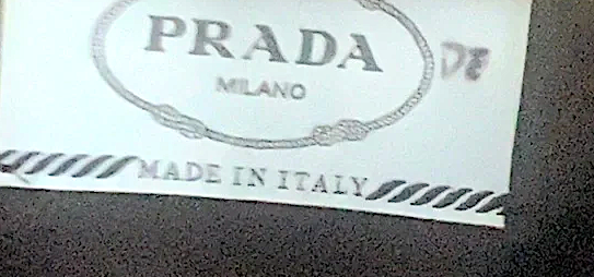 Prada ITALY. Black Midi Dress with Leather Detail
