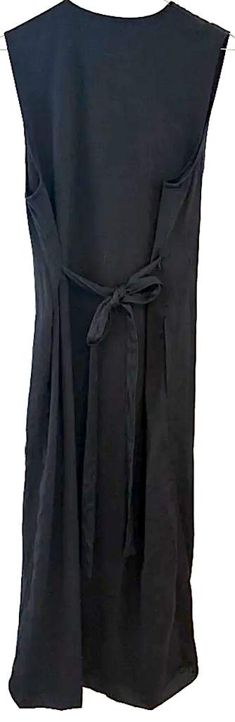 Comme des Garcons Japan. 1992 COLLECTION. Black Cupro/Silk Belted Button Front Midi Dress