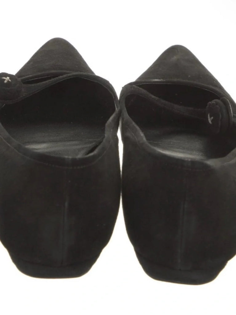 PRADA ITALY. Vintage Black Suede Flats SZ 38.5 USA 37.5
