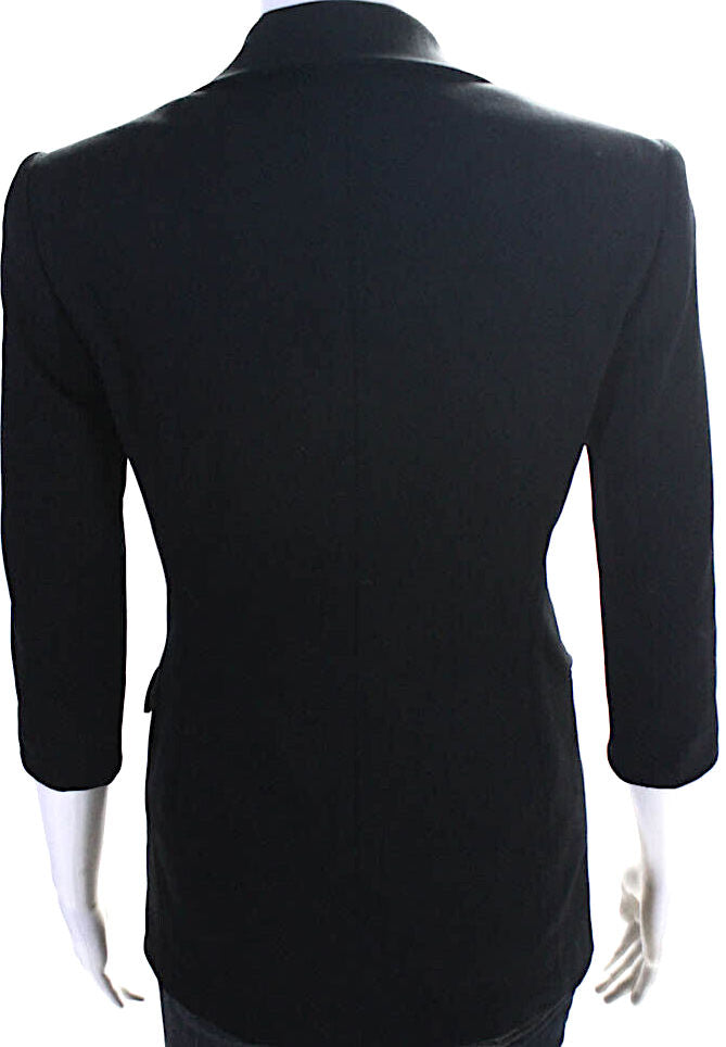 The Row NY. Black 3/4 Sleeve Collared Button Down 2 Pocket Lined Blazer S