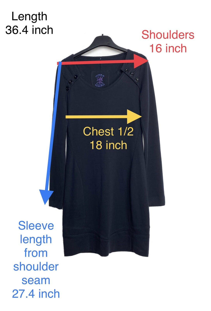 Marithe + Francois Girbaud Paris. Le Casual. Midnite Blue Cotton Dress Knee Length Long Sleeve