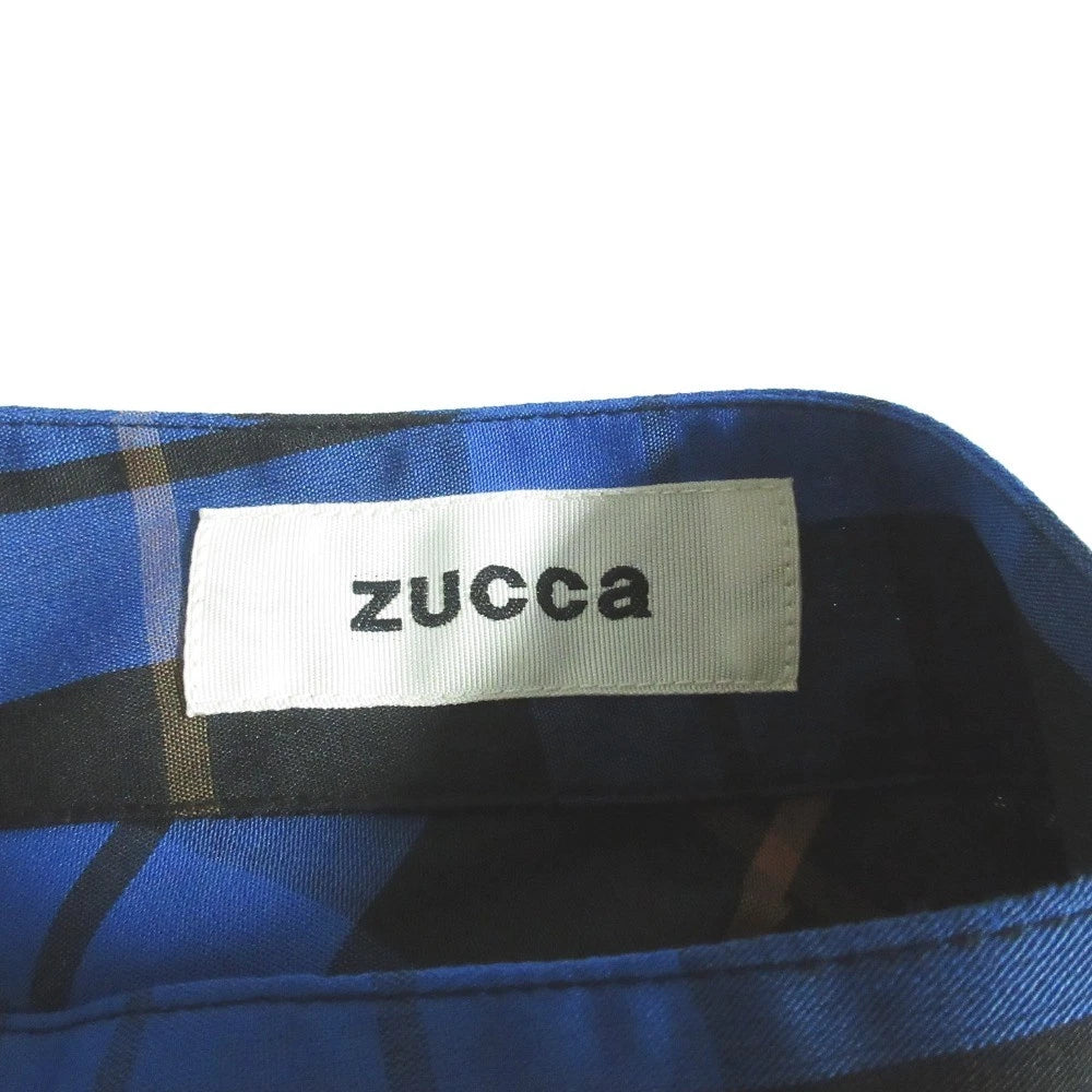 ISSEY MIYAKE JAPAN. ZUCCA Blue Black Check Pattern Asymmetrical Semi Sheer Shirt