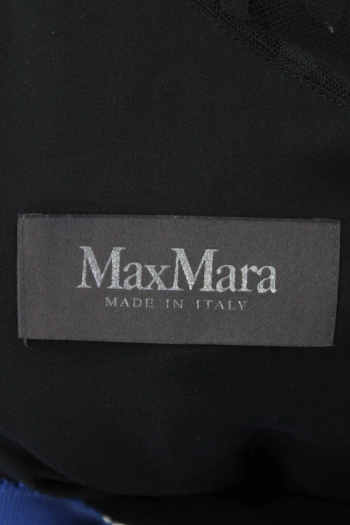 Max Mara Italy. Black Sleeveless Ruched Mid Calf Sheath Dress