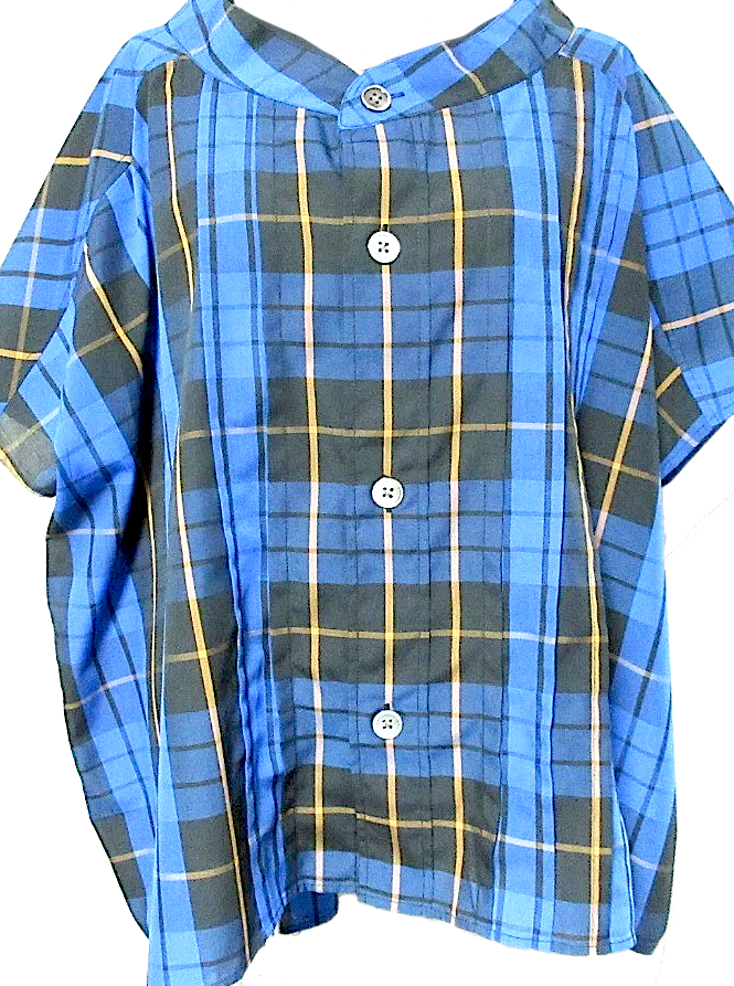 ISSEY MIYAKE JAPAN. ZUCCA Blue Black Check Pattern Asymmetrical Semi Sheer Shirt