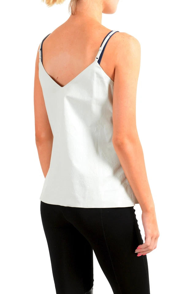 Maison Margiela Paris. NEW. Blue Light Leather Blouse Top