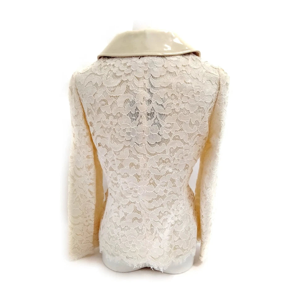 DOLCE&GABBANA ITALY. Vintage Rayon Cotton Cream Lace with Big Silver Buttons Top/Coat