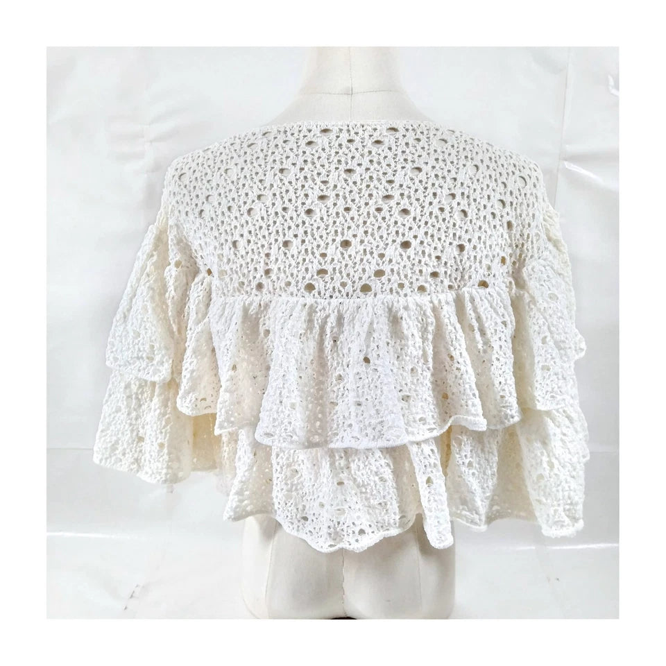 Chanel PARIS. White Cotton/Nylon Blend Top