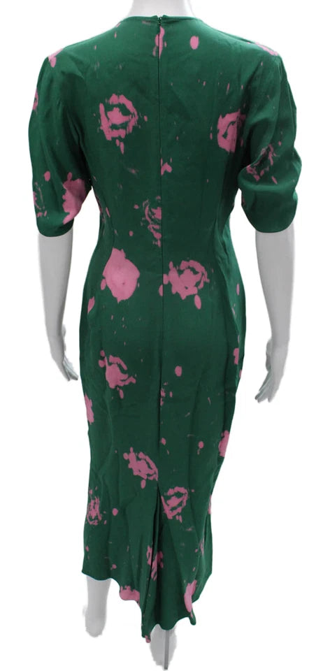 Marni Italy. Green Abstract Printed Viscose Blend Maxi Dress
