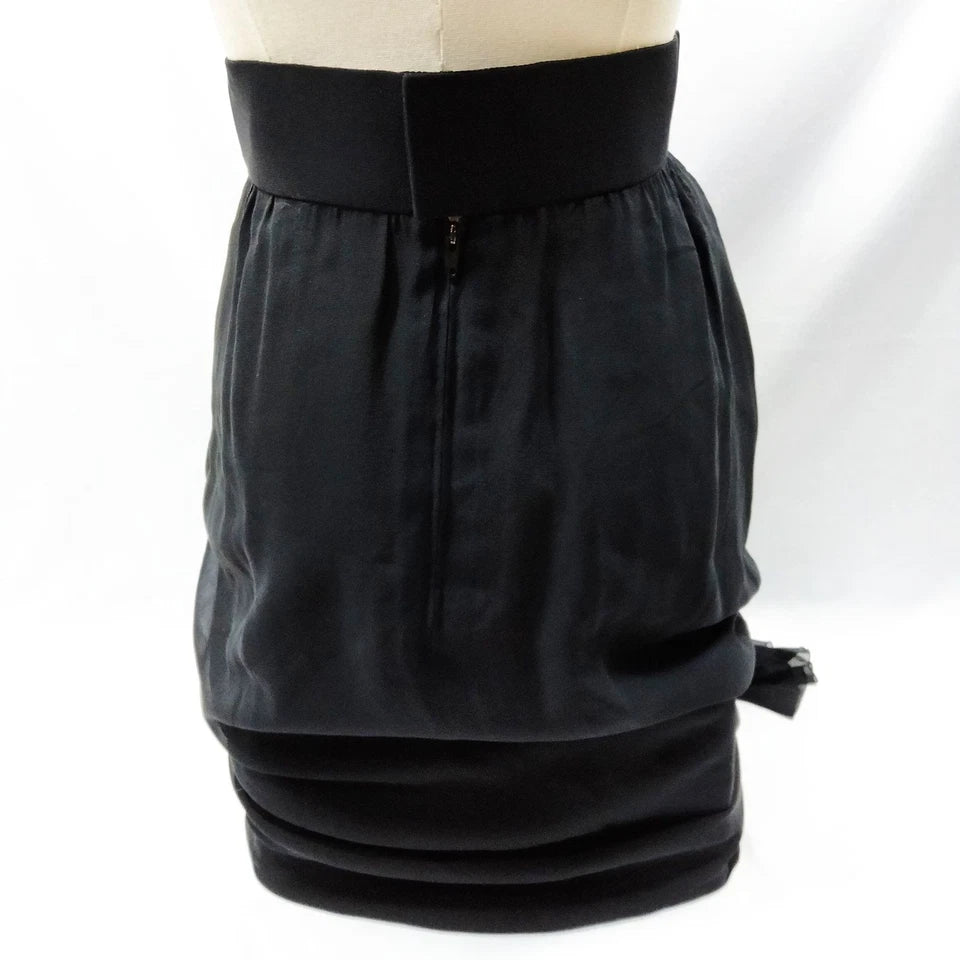 Chanel PARIS. Vintage Black Silk Pleats Skirt