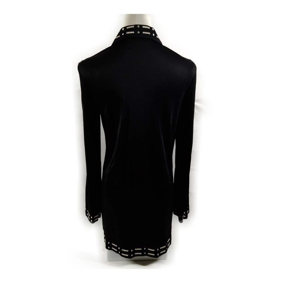 Fendi Italy. Black Rayon Long Sleeve Top
