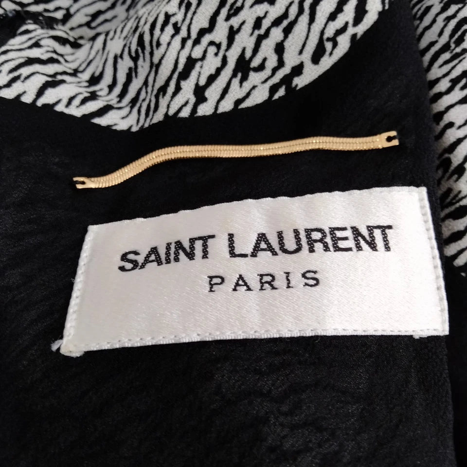 Saint Laurent Paris. Hedi Slimane. Rayon Viscose Abstract Print Dress
