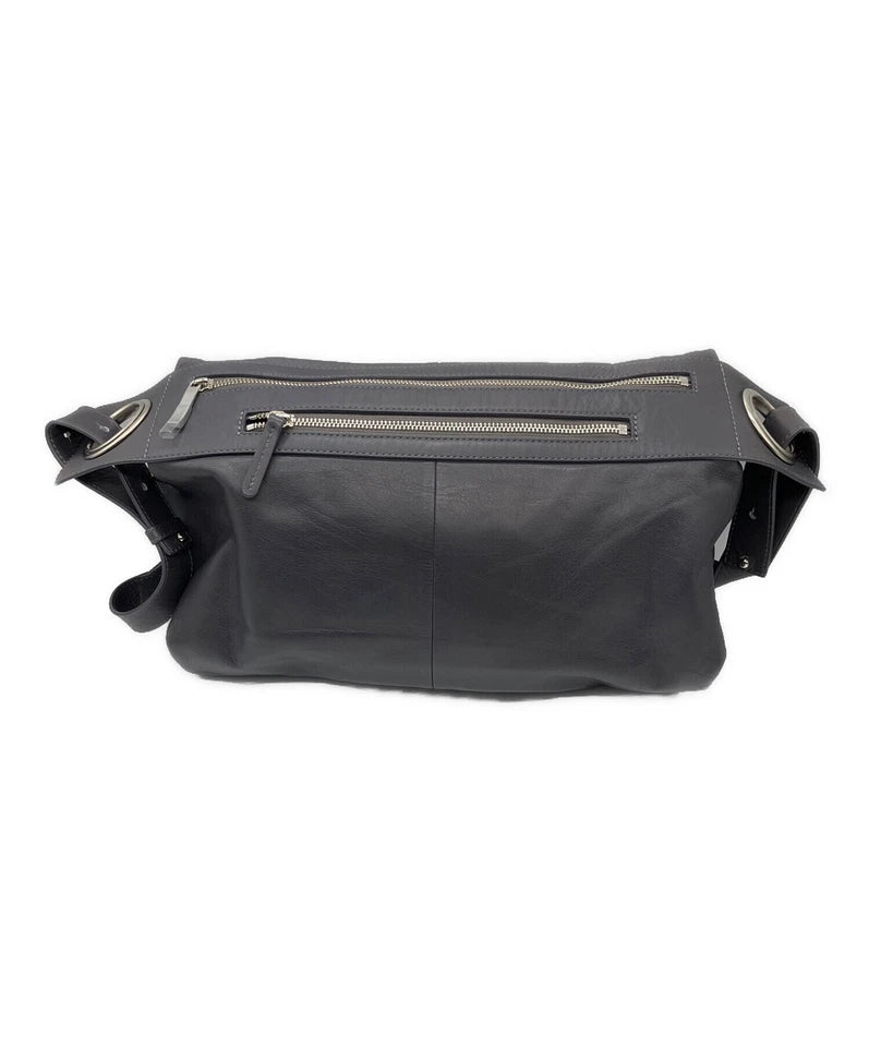 KAWA-KAWA JAPAN. Gray Leather Shoulder Bag / Crossbody Bag