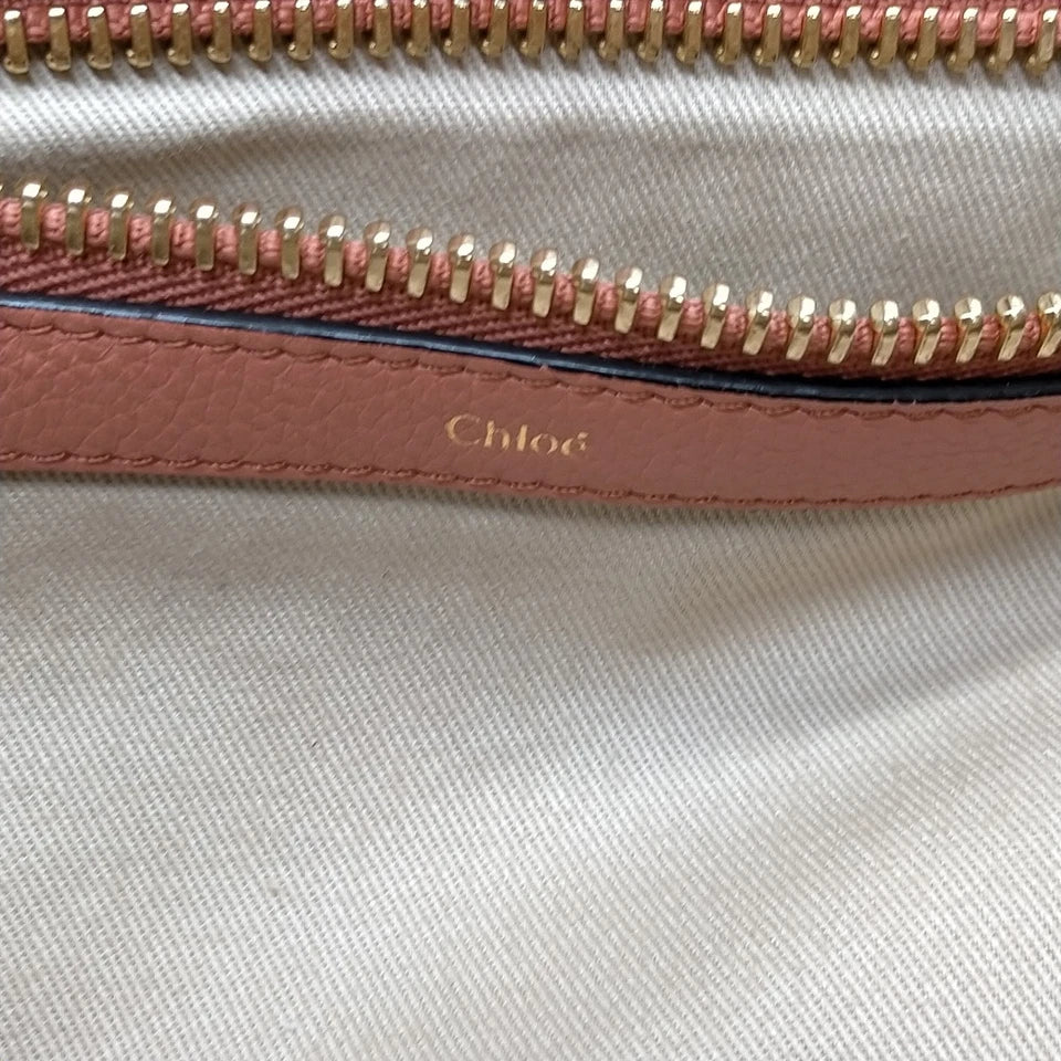 Chloe Paris. Burnt Sienna Color Leather Rare Zipper Shoulder Bag / Tote Bag