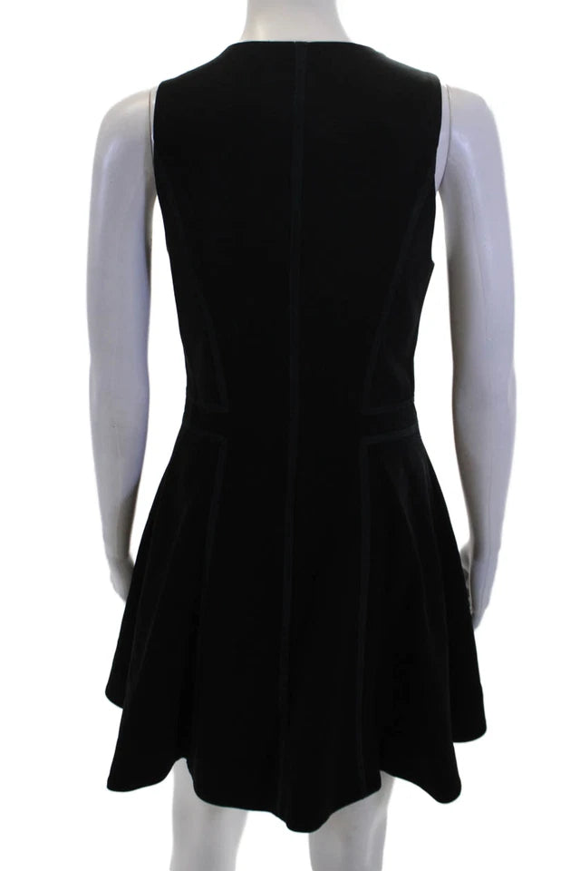 Rag & Bone NY. Black Embellished V-Neck Full Zip Fit & Flare Dress