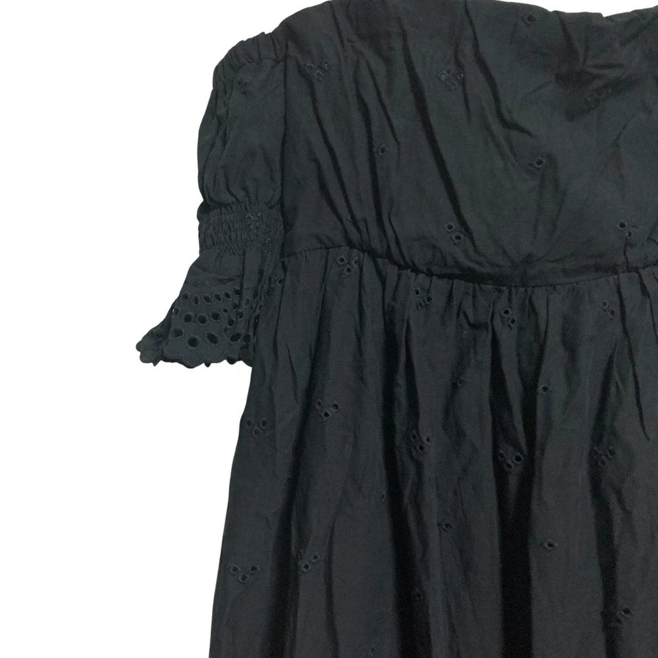 LILY BROWN JAPAN. Black Cotton Cutwork Dress