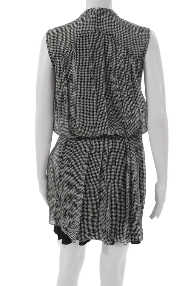 Rag & Bone NY. Silk Polka Dot Blouson V-Neck Sleeveless Dress