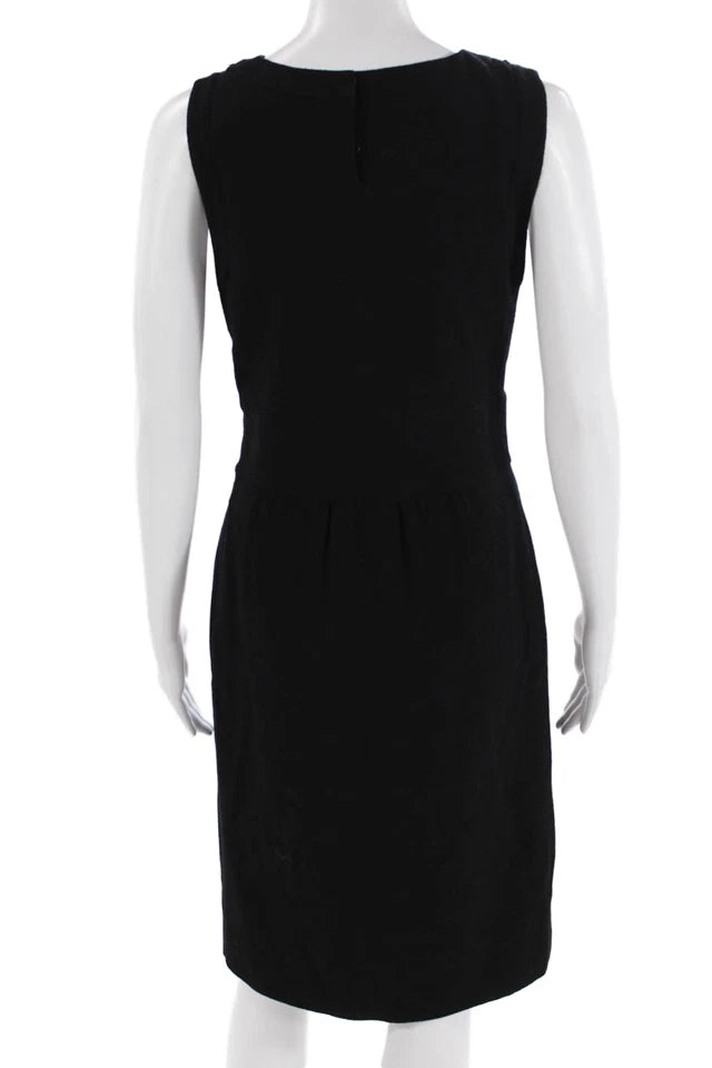Valentino Roma Italy. Black Sheath Sleeveless Round Neck Zip Midi Dress