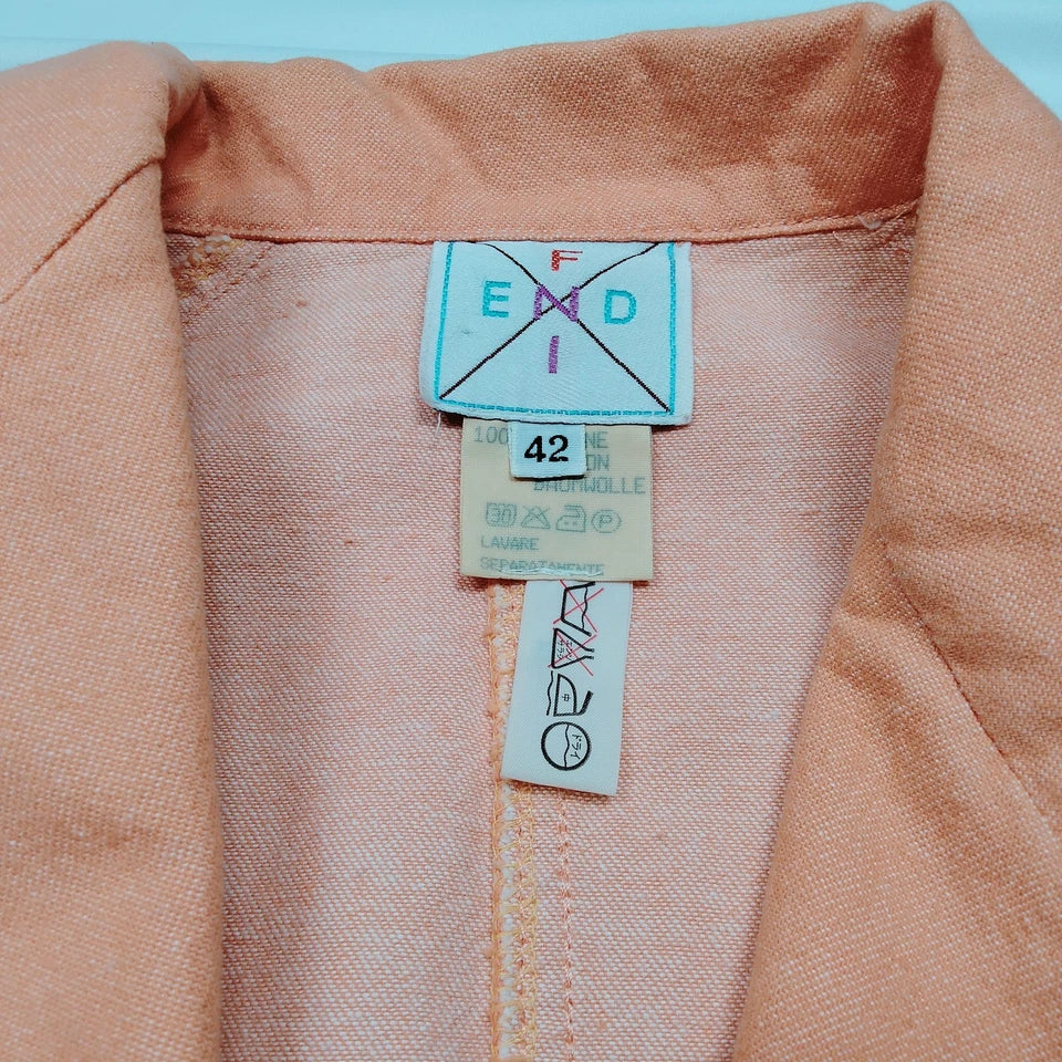 Fendi Italy Orange Belted Cotton Dress