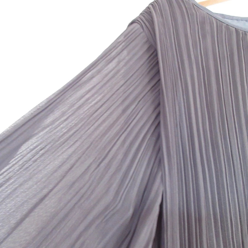 nano universe JAPAN. LB.03 Charcoal Color Semi-Sheer Pleated Dress