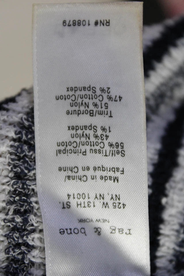 Rag & Bone NY. White, Navy, Blue Tight Knit Striped Tank Dress