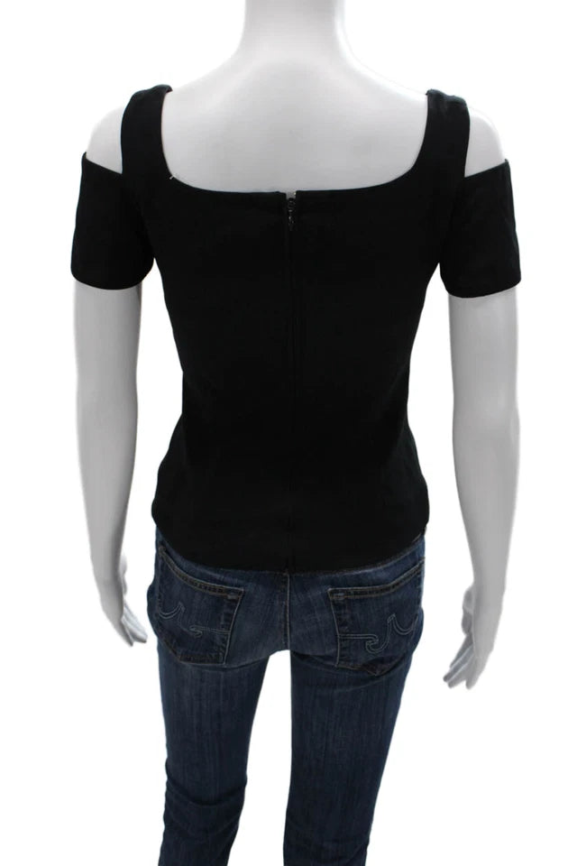 Alexander McQueen UK. Black Square Neck Sleeveless Polyester Blouse
