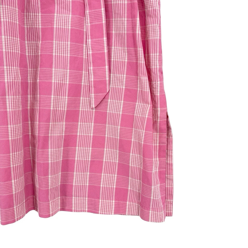 CARON CALLAHAN NYC. Pink Plaid Belted Arthur Dress