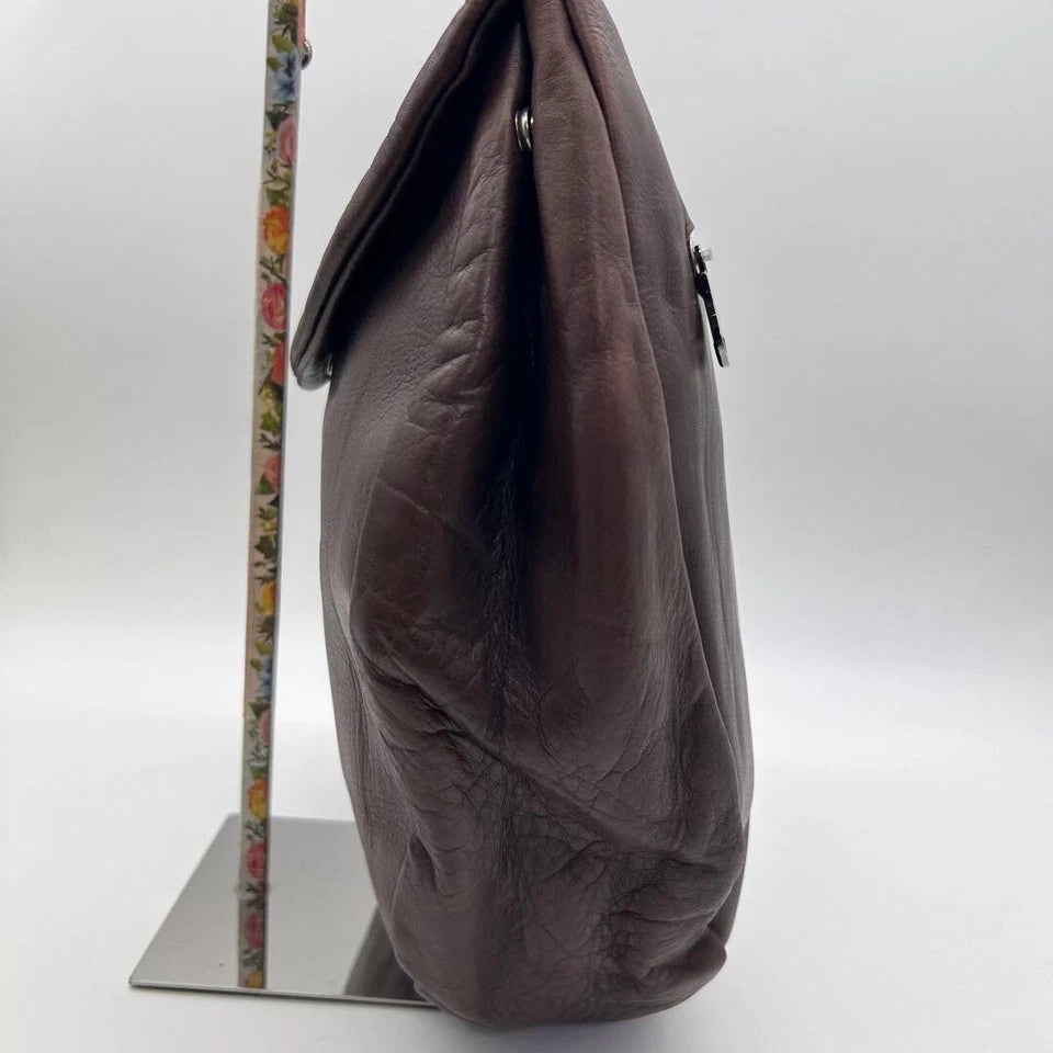 MICHIAMO JAPAN. Brown Lambskin Leather Shoulder Bag Hand Bag w/Shoulder Strap