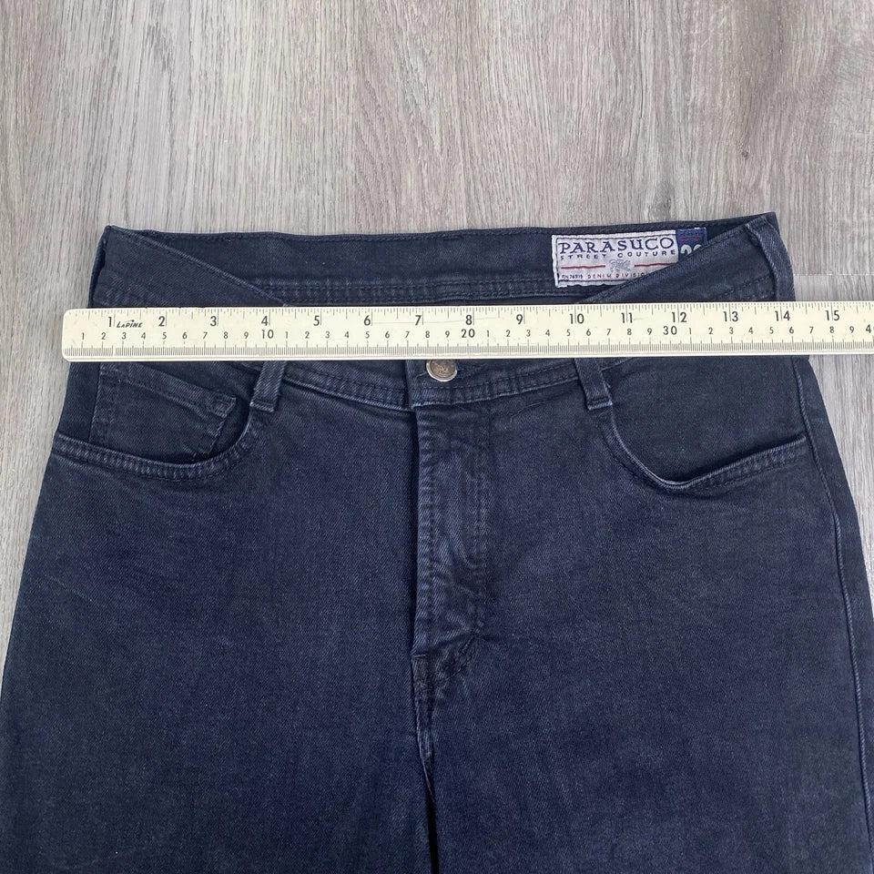 Parasuco Italy. Black Denim Y2k Vintage Low Rise Flare Stretch Jeans