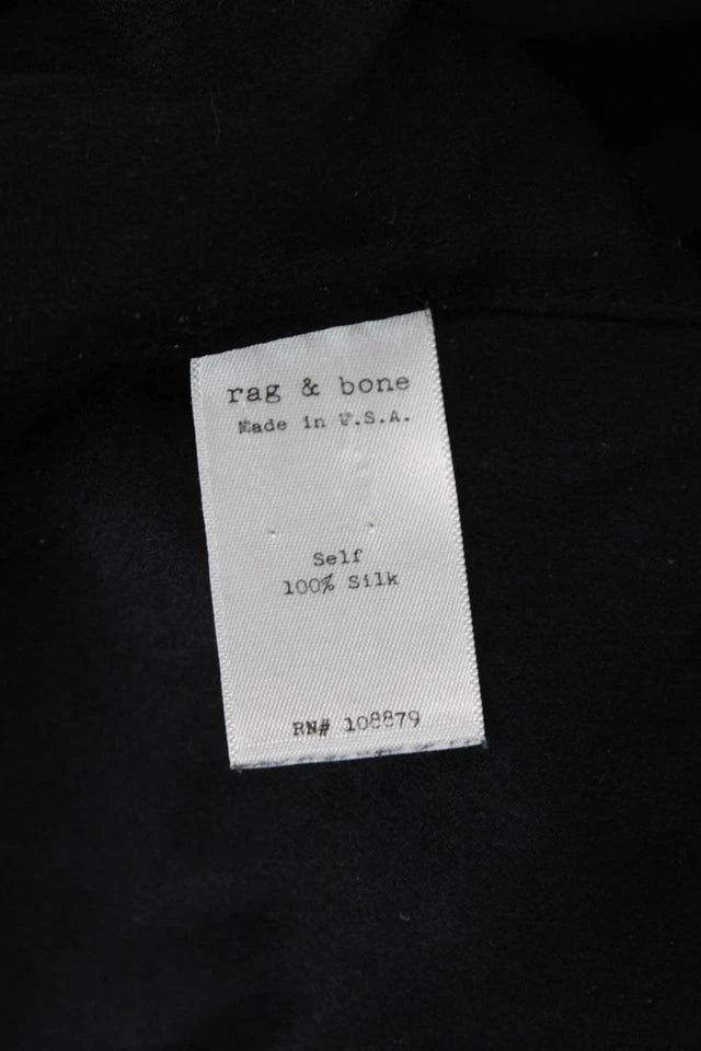 Rag & Bone NY. Black Silk Long Slevee Button Up Shirt Dress