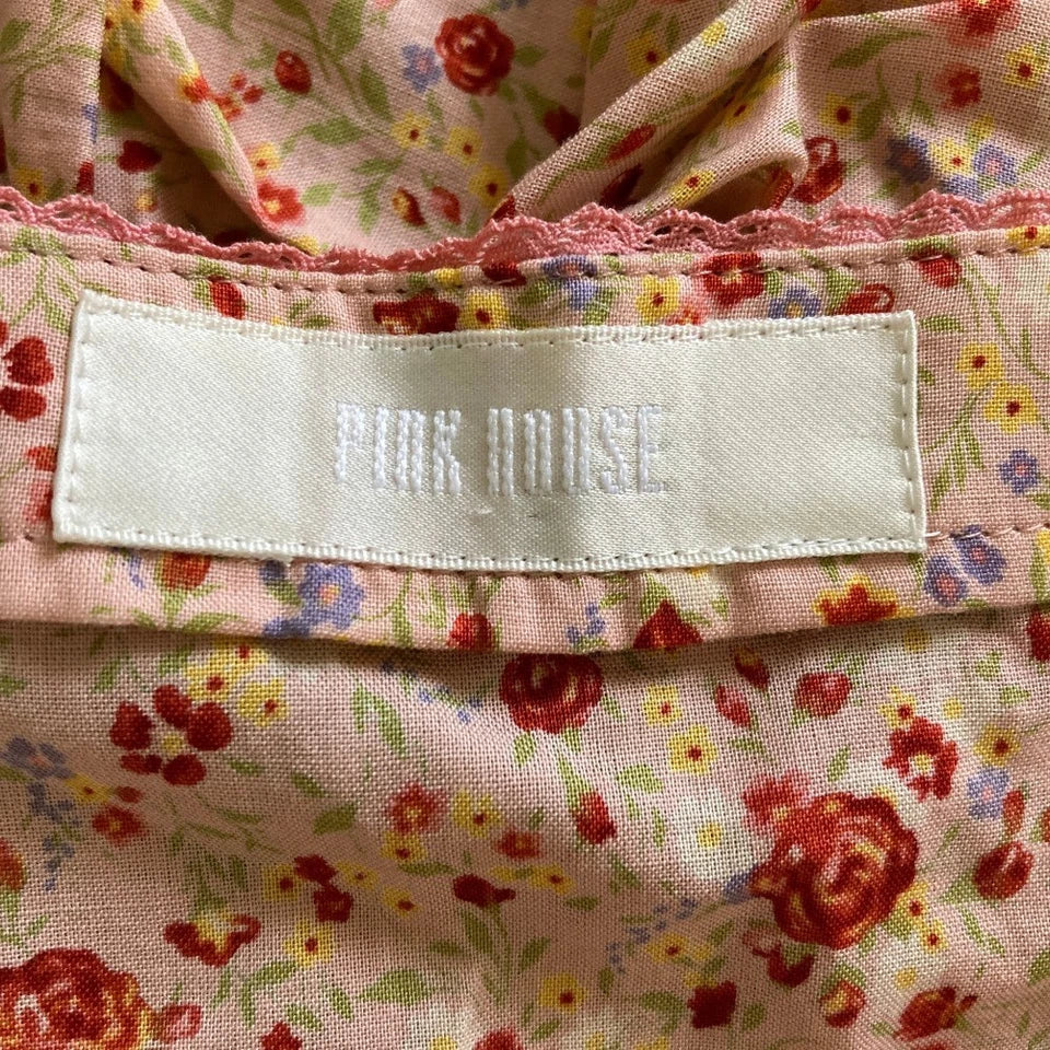 PINK HOUSE JAPAN. Pink/Reds Flower Print Tiered Tunic Blouse