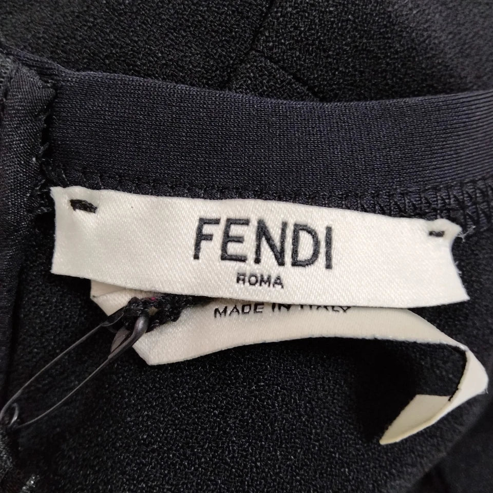 Fendi Italy. Vintage Black Acetate Rayon Dress