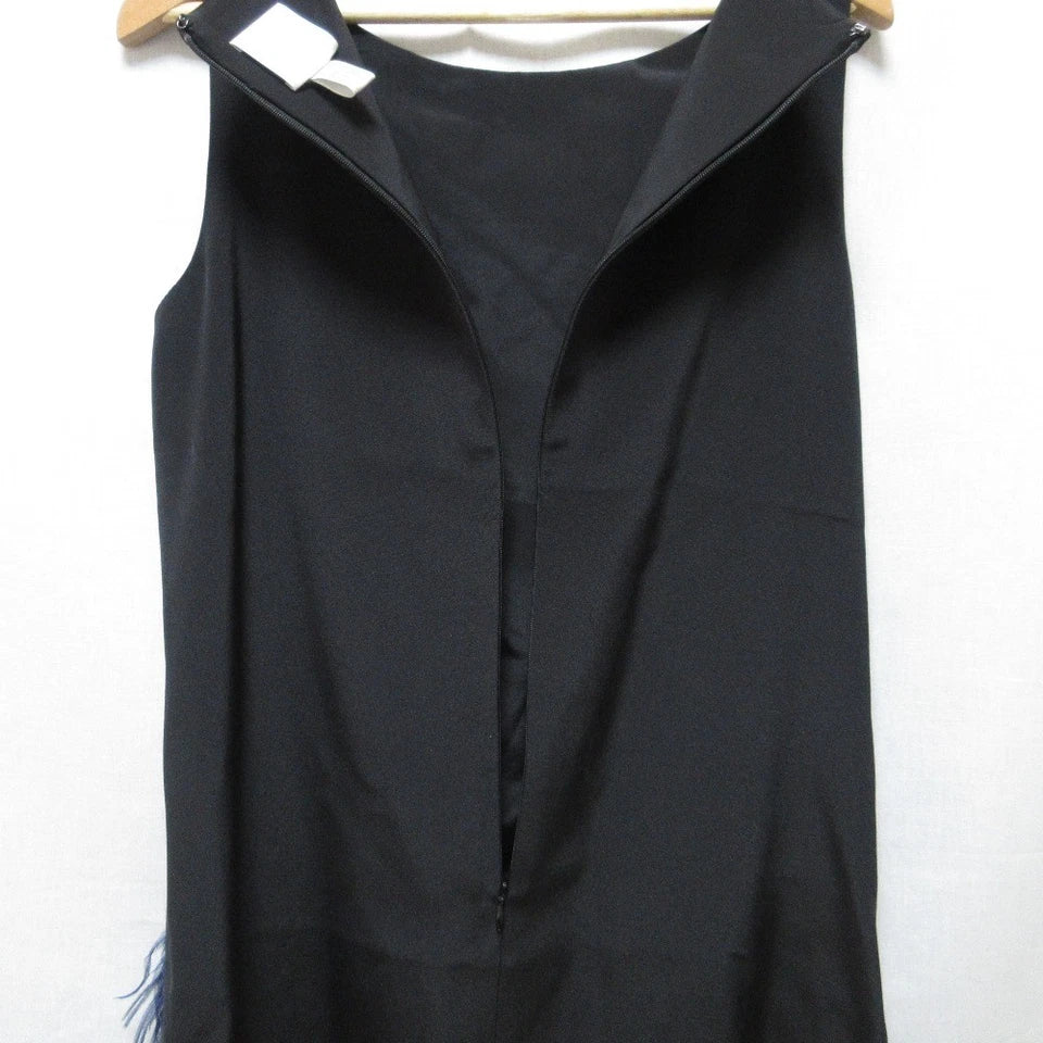 HUISHAN ZHANG JAPAN Black 100% Silk Sleeveless Feather Dress