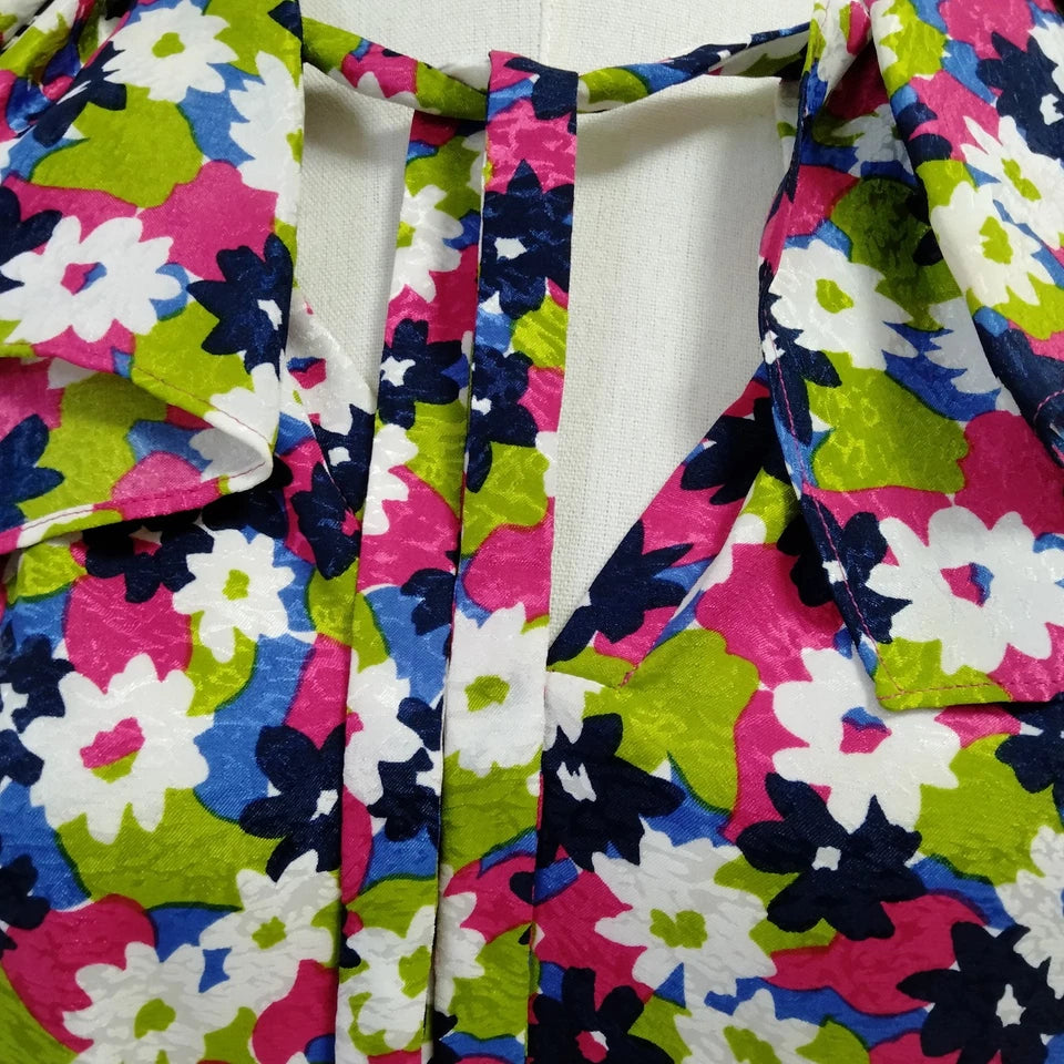 SAINT LAURENT PARIS. PolyTech Floral Abstract Print Long Sleeve Top