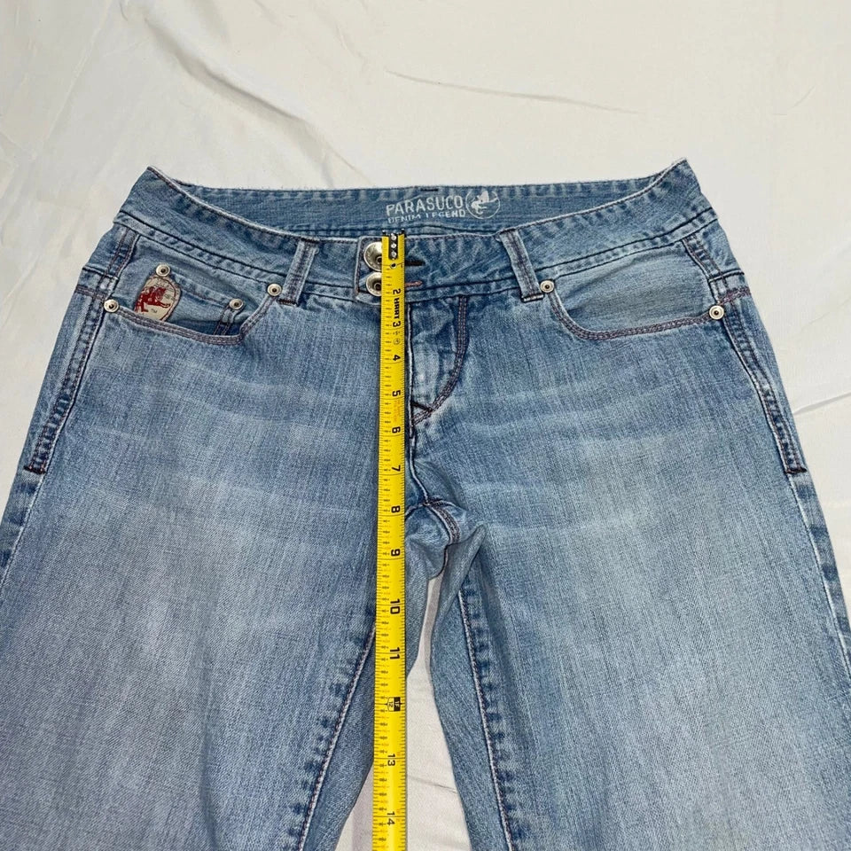 Parasuco Italy. Vintage Low Rise Y2K Blue Denim Legend Flare Jeans