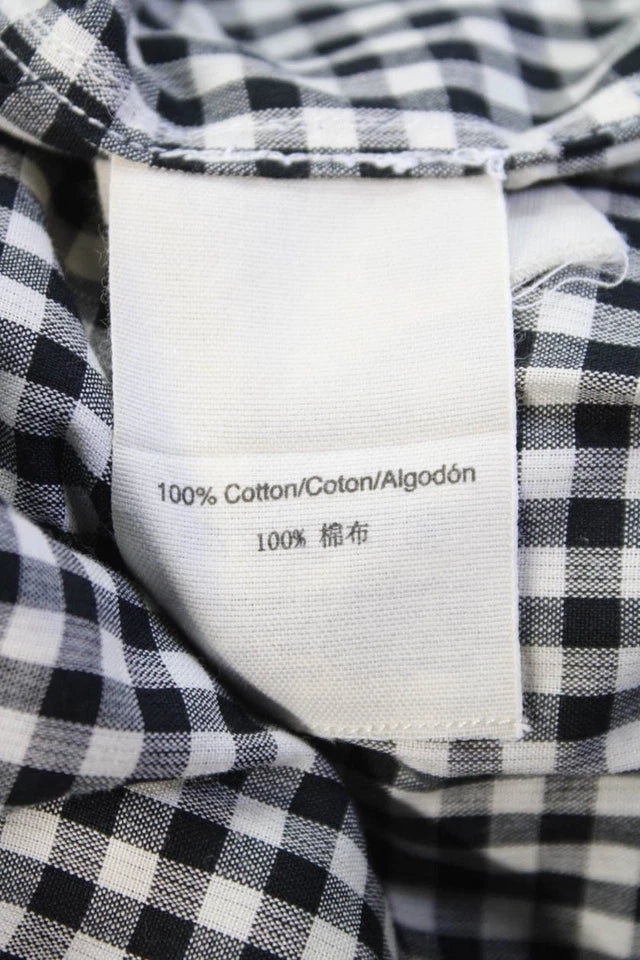 DONNA KARANA Pure DKNY. Cotton Gingham Crew Neck Long Sleeve Dress