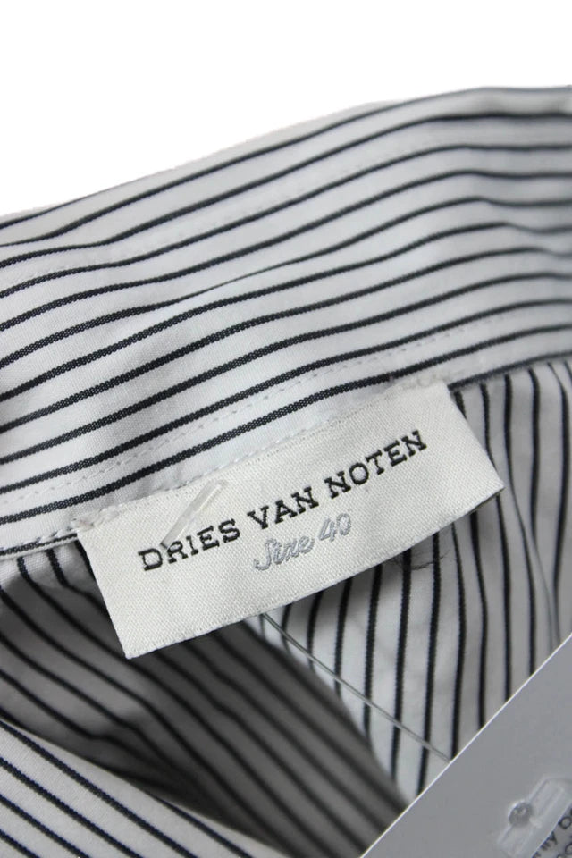 Dries Van Noten, Black Cotton Striped Button-Up Shirt