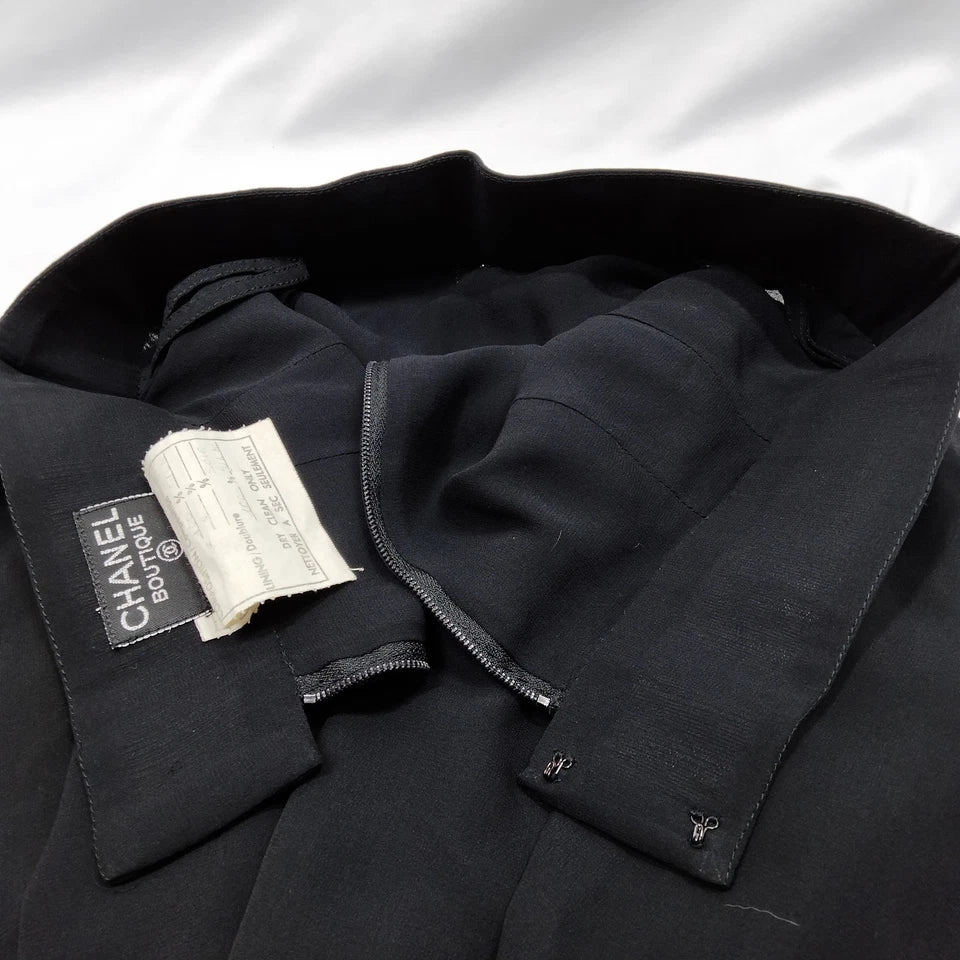 Chanel PARIS. Vintage Black Silk Pleats Skirt